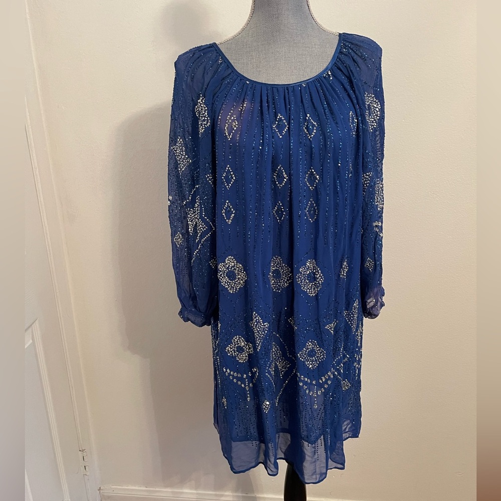 Terry Paris Vintage Blue Dress .Size Large